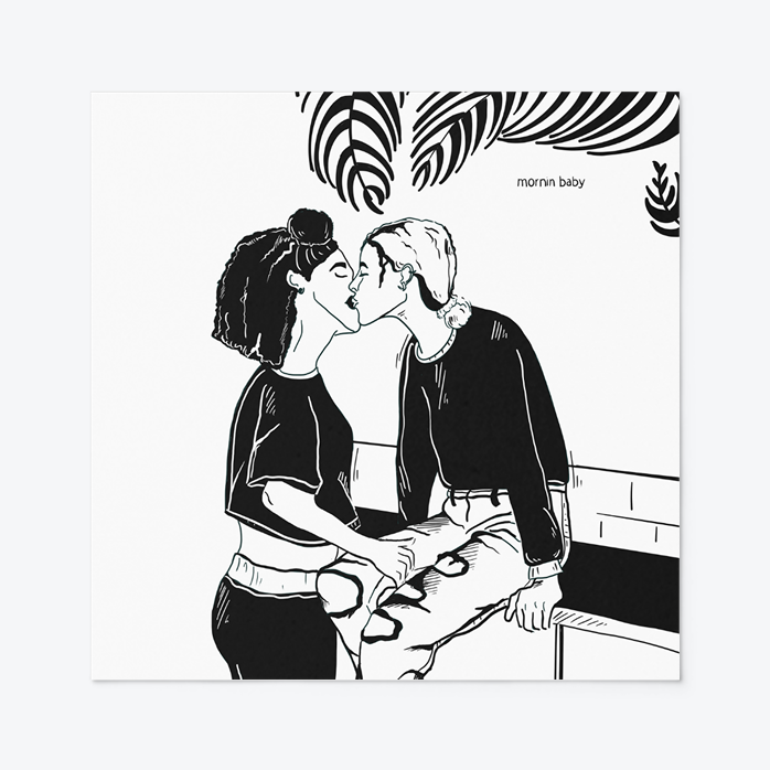 Lesbian Greeting Card – Morning Coffee Kiss
