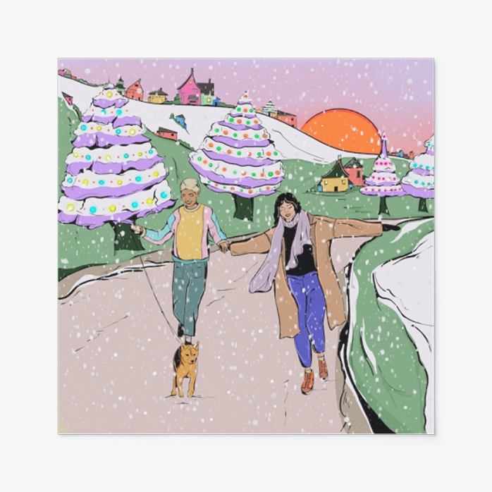 Lesbian Christmas Card – Snowy Walk