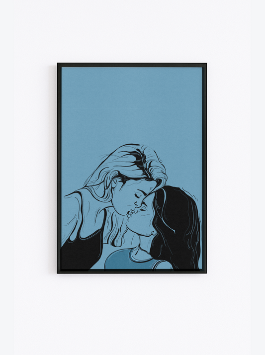 Blue Kiss – Lesbian Couple Kiss Fine Art Print