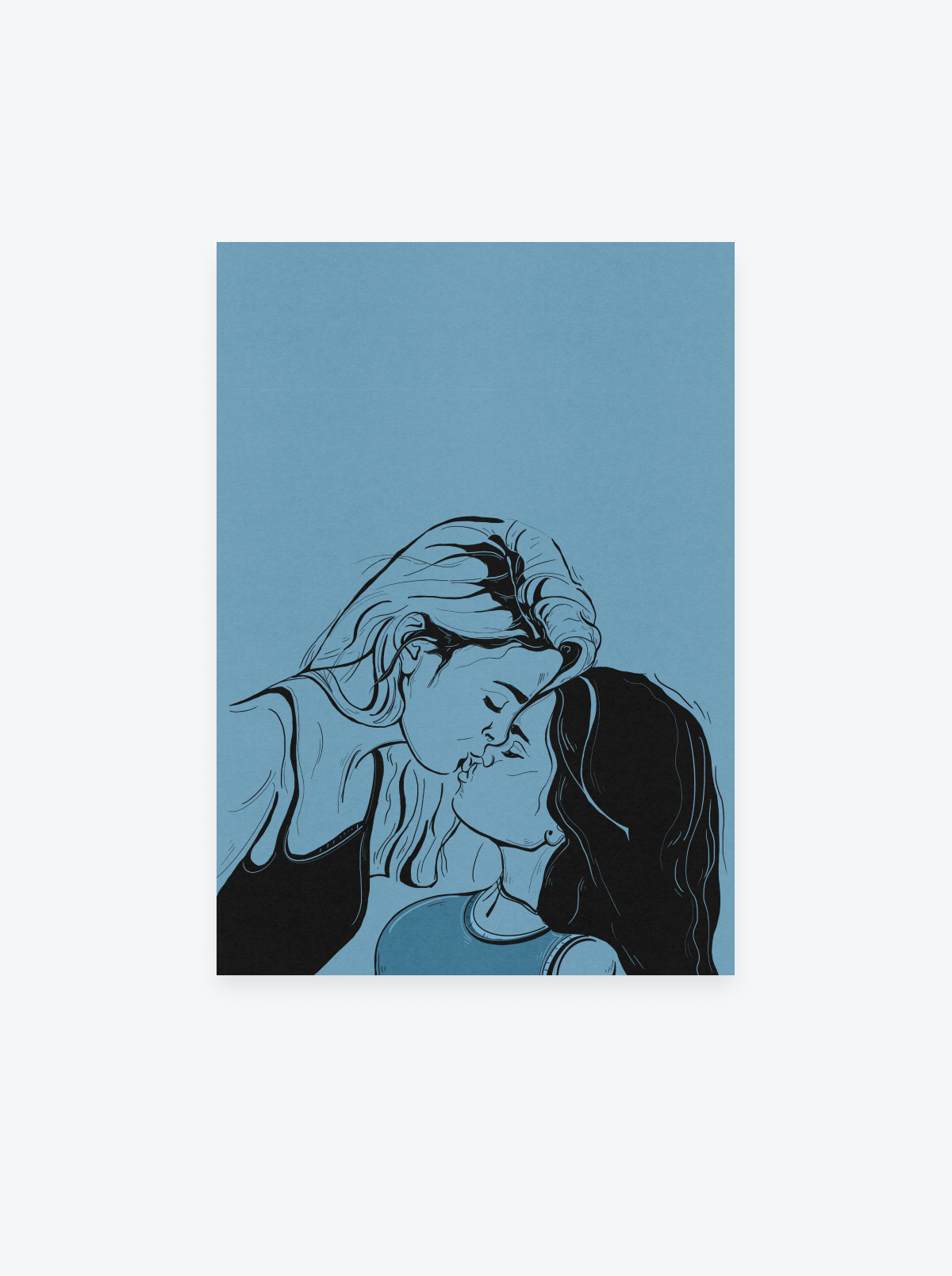 Blue Kiss – Lesbian Couple Kiss Fine Art Print