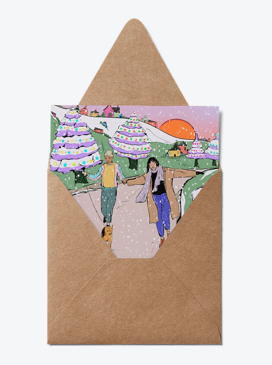 Lesbian Christmas Card – Snowy Walk