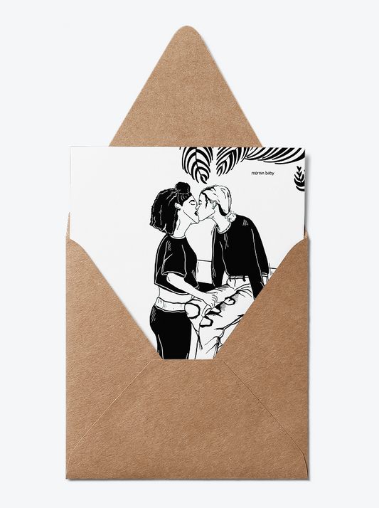Lesbian Greeting Card – Morning Coffee Kiss