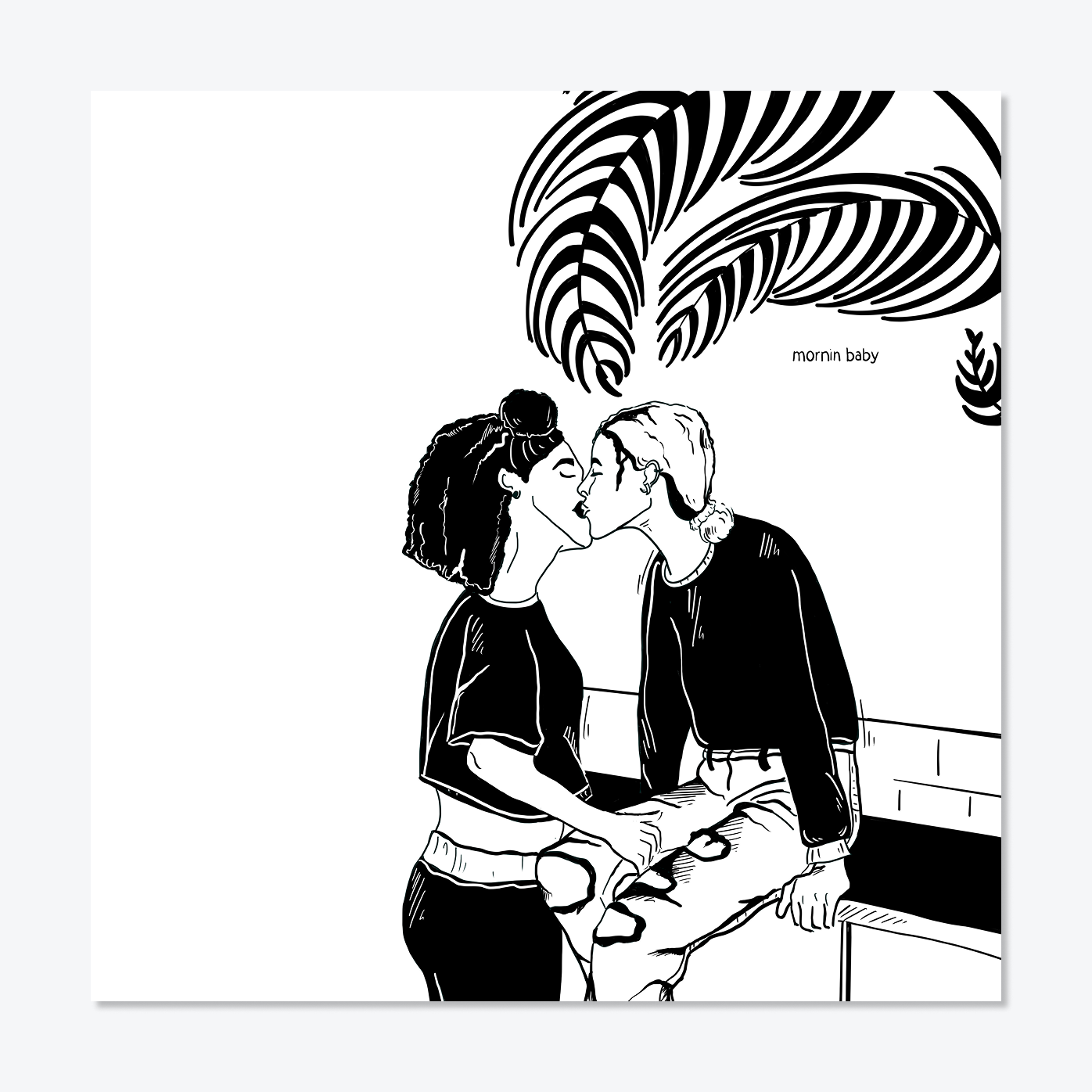 Lesbian Greeting Card – Morning Coffee Kiss
