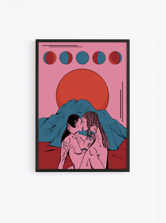 Mountains of Love – Lesbian Couple Kiss Fine Art Giclée Print