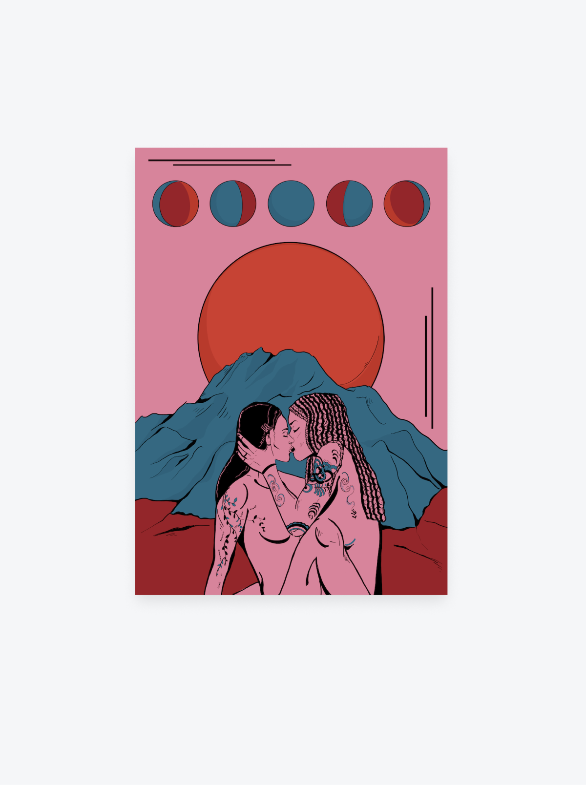 Mountains of Love – Lesbian Couple Kiss Art Print