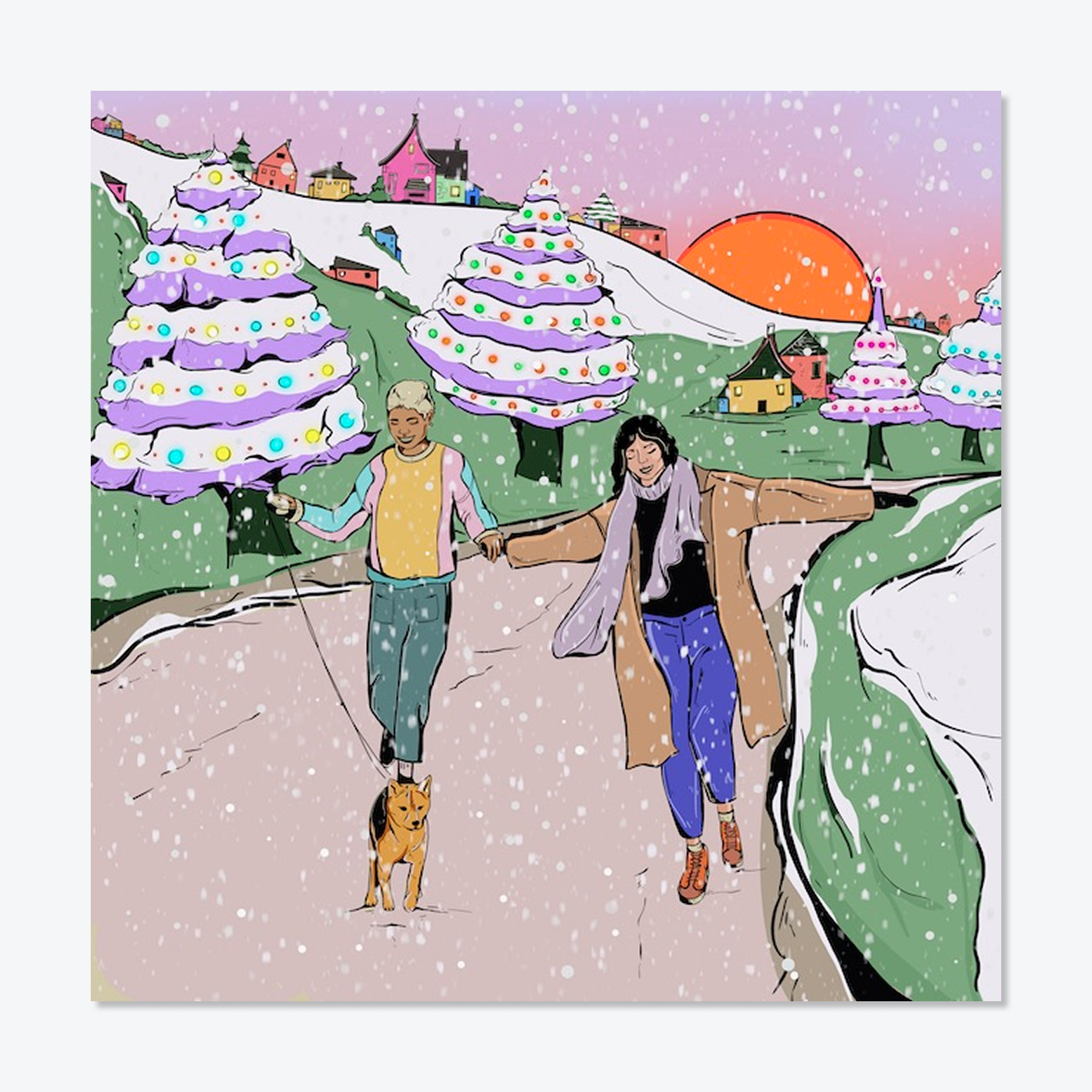 Lesbian Christmas Card – Snowy Walk
