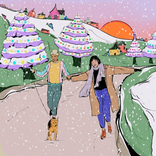 Lesbian and LGBTQ+ Christmas cards - Winter walks